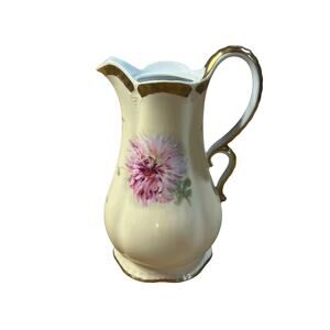 Antique Hohenzollern Porcelain Pitcher Germany Hand Painted Floral 9”